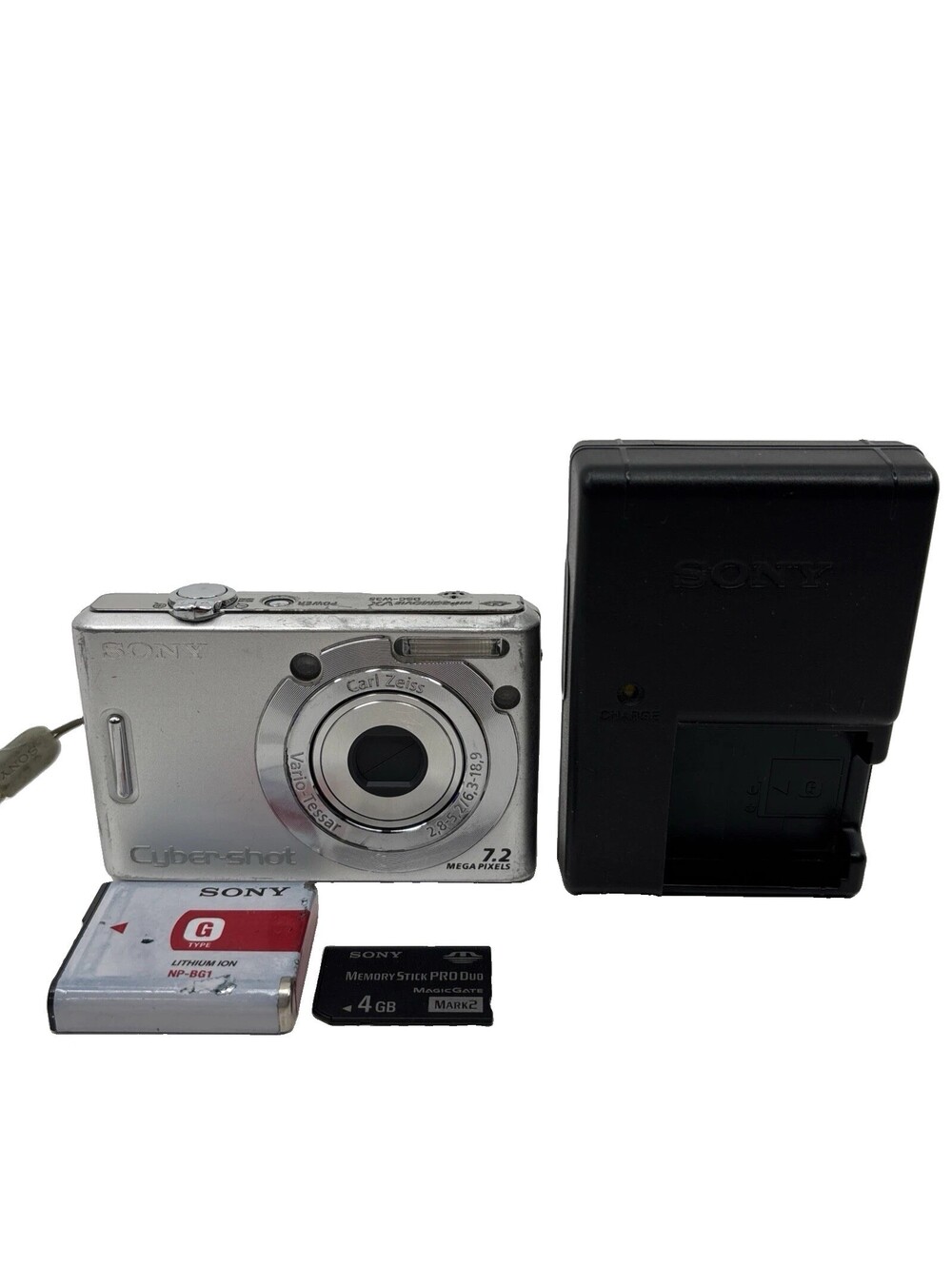 Sony Cyber-Shot DSC-W35 7.2MP Digital Camera Silver w/ Charger Tested